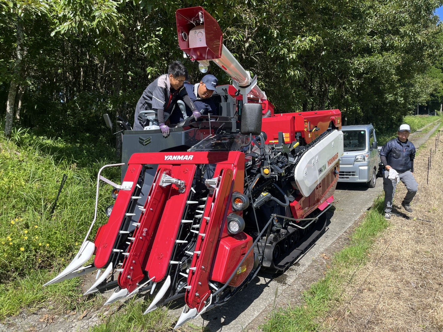 コンバインでの収穫